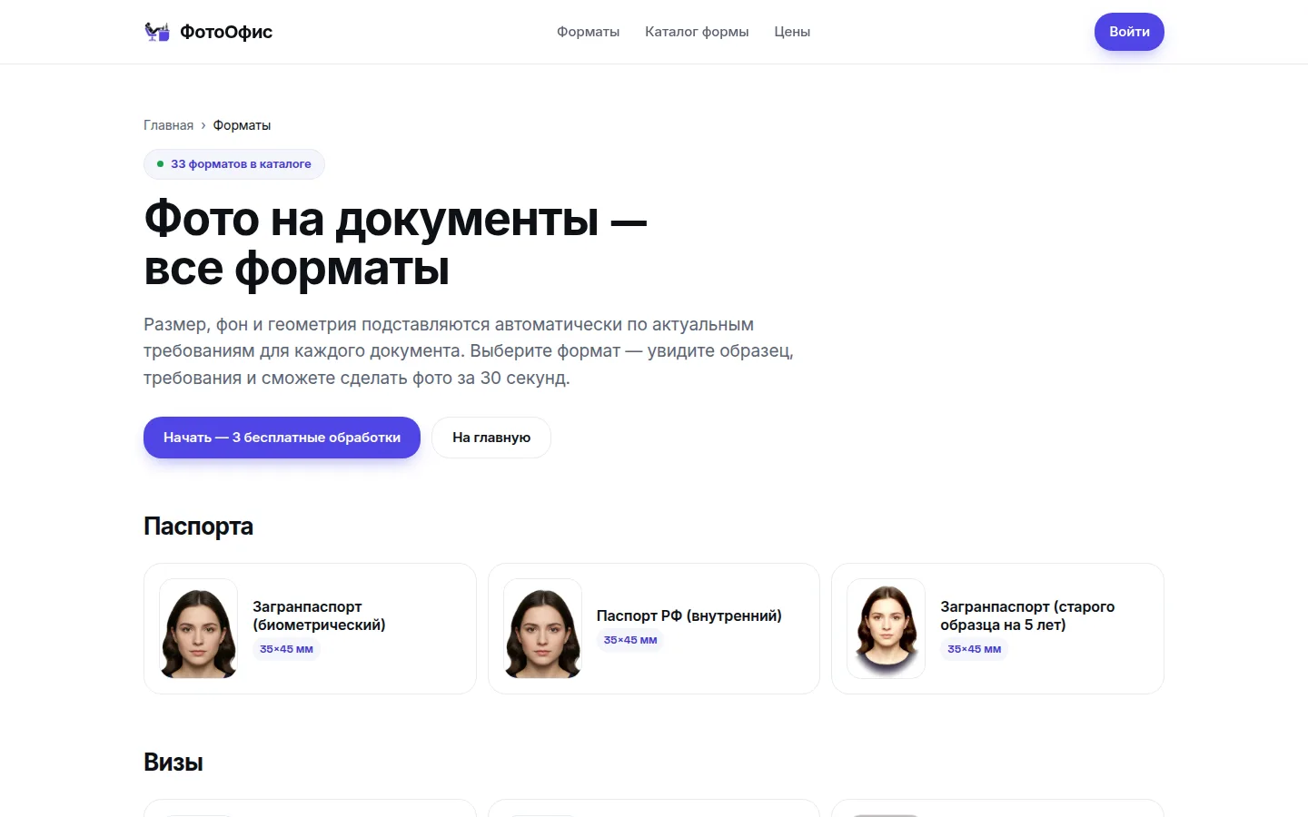 Каталог форматов: паспорта, визы и другие документы с образцами